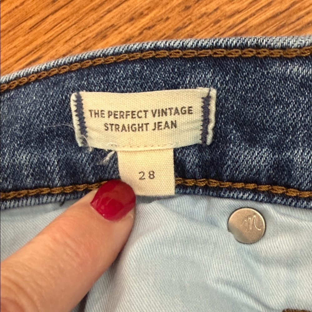 Madewell Perfect Vintage Straight Jeans Size 28 High Rise Medium Wash - Picture 6 of 10